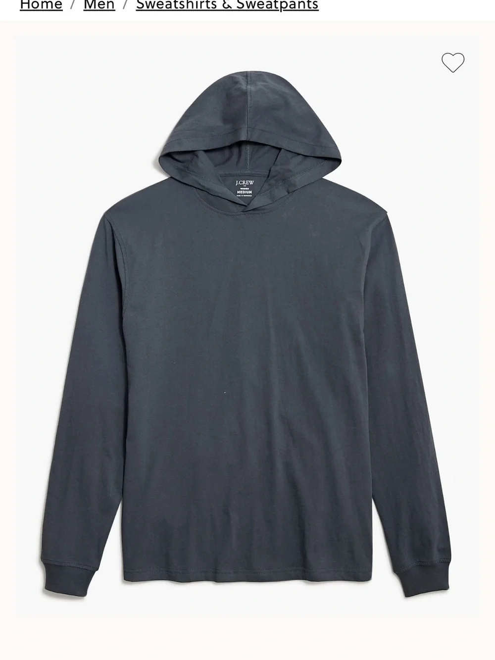J. Crew Men’s Hooded Long-Sleeve Shirt — Charcoal